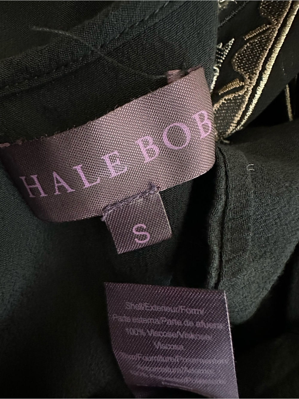Hale Bob Boho Embroidered Black Dress Small - Picture 8 of 8